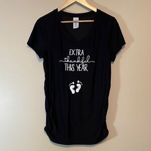 Maternity - Time and Tru Black V-Neck Tee with White Graphic